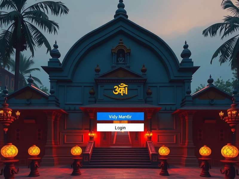Saraswati S Serenity download and login screen showing the Vidyā Mandir entrance